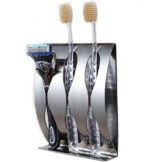 Zahnbürste Halter, Zahnpasta Regal, Rasiermesser Stand, Wandmontage Selbstklebend, Zahnbürstenhalter Dispenser, Edelstahl Badezimmer Regale Zubehör für Home Storage & Bad (3 Löcher) - 1
