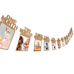 1. Geburtstag Girlande Bilderrahmen Baby Foto Banner Baby 1-12 Monate Foto Prop Party Girlande Dekor Verdickte Karte Papier (Braun) - 1