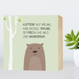 Brumm-Bär - Holzbild 15x15x2 zum Hinstellen / Aufhängen, Spruch - schwarz-weißes Holz-Schild Bild Poster Aufsteller zur Deko im Büro / Wohnung / als Geschenk Mitbringsel zum Geburtstag Hochzeit etc. - 1