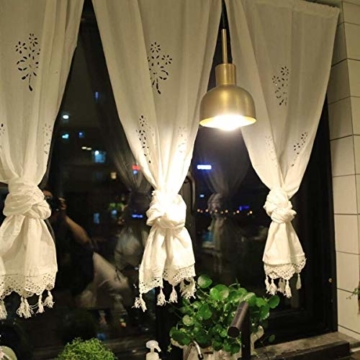 DOKOT Leinen Baumwolle Stickerei Küche Vorhang, Cafe Vorhang, Esszimmer Vorhang mit Crochet Tassel Border - 6