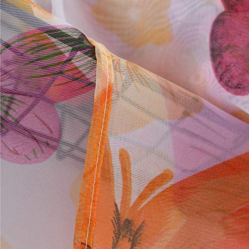 Litthing Vorhang Blumen Gardine Frühlings Blumenmuster Transparenter Stickerei für Wohnzimmer Schlafzimmer Studierzimmer (Schmetterling) - 6