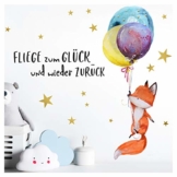 Little Deco Wandtattoo Fuchs & Spruch Fliege zum Glück I A4-21 x 29,7 cm I Luftballons Wandbilder Kinderzimmer Deko Babyzimmer Junge Wandsticker Kinder DL163 - 1