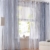 LiYa 1 Stück Gardinen mit Wellen Muster Design Schals Voile Transparent Fenster Vorhang (BxH 140x145cm, Grau mit Ösen) - 3