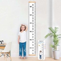 Mibote Messlatte für Kinder Wand Höhe Diagramm Leinwand Kinderzimmer Hängende Wachstumskarte Wachstumsmesser Messleiste in Weiß 20cm x 200cm - 1