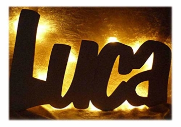 Schlummerlicht24 Wandbild Nachtlicht "Luca oder Name mit Farbe nach Wunsch" Led Deko für Kinderzimmer Babyzimmer Junge - 1