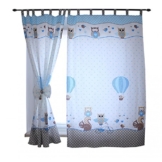 TupTam Kinderzimmer Vorhäng 2er Set mit Schleifen 155x95cm, Farbe: Eulen 2 Blau, Größe: ca. 155x95 cm - 1