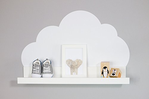 Wandtattoo Wolken in weiß für IKEA Regalbrett Ribba/Mosslanda 55 cm Bilderleiste für Babyzimmer Kinderzimmer – Aufkleber für Wand und Tapete - 5