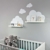 Wandtattoo Wolken in weiß für IKEA Regalbrett Ribba/Mosslanda 55 cm Bilderleiste für Babyzimmer Kinderzimmer – Aufkleber für Wand und Tapete - 1