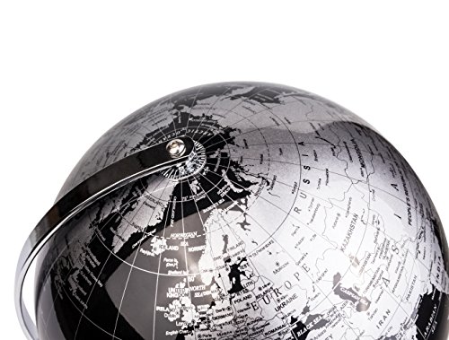 Exerz Metallisch Globus (Durchmesser: 20 cm) - Pädagogisch/Geografisch/Dekoration - Mit einem Metallfuß - in Englischer Sprache (20CM Metallisches Schwarz) - 5