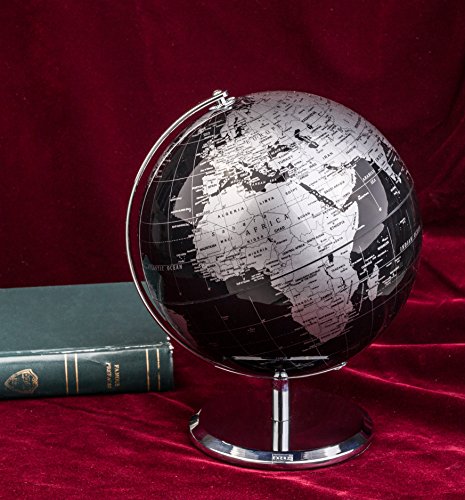 Exerz Metallisch Globus (Durchmesser: 20 cm) - Pädagogisch/Geografisch/Dekoration - Mit einem Metallfuß - in Englischer Sprache (20CM Metallisches Schwarz) - 7