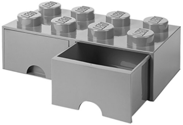 LEGO 4006 Brick 8 Knöpfe, 2 Schubladen, stapelbar Aufbewahrungsbox, 9,4 l, grau, Plastik, Legion/M. Stone Grey, 50 x 25 x 18 cm - 1