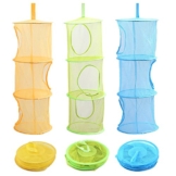 LIVEHITOP 3 Stück Set Mesh Hängender Speicher Korb, Kindertag Geschenk 3 Tier Zusammenklappbare Network Storage Raum speichern Beutel Organisator für Kleine Kleidung (Blau, Grün, Gelb) - 1