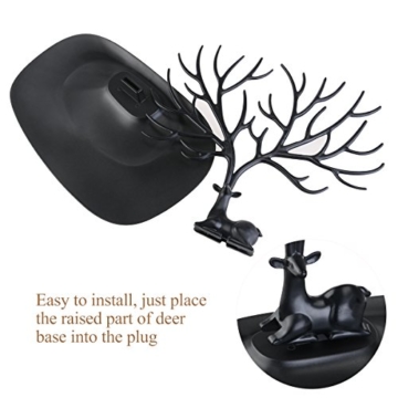 NUOLUX Deko Hirschgeweih Baum Design Armband Halskette Halter / Black Jewelry Organizer Stand w / Ring Tablett (schwarz) - 4