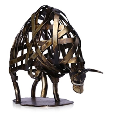 Tooarts Metall Geflochtene Rind Deko Skulptur Dekofigur Moderne Skulptur zum Dekorieren - 5