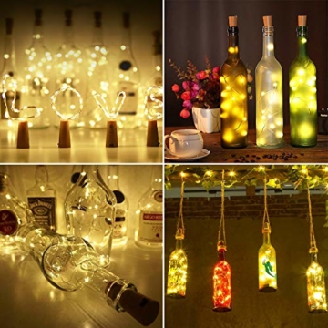9x 20 LED Flaschen-Licht, Flaschenlichter Weinflasche Flaschenlicht Kork Flaschen Licht LED Lichter Lichterkette Flaschen DIY- Flaschen Lichter für Hochzeit Party Romantische Deko，Warm-weiß - 5