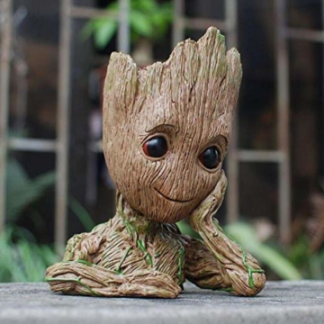 TPK Baby Groot Blumentopf Figur - Übertopf Groß Aquarium Deko Figur Holz Aschenbecher Stiftehalter - Innen - 3