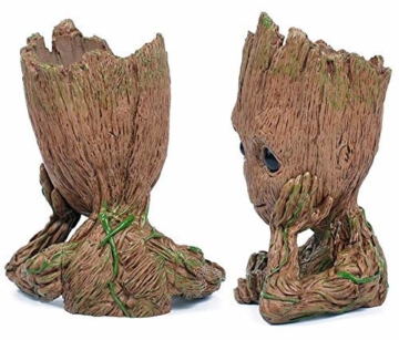 TPK Baby Groot Blumentopf Figur - Übertopf Groß Aquarium Deko Figur Holz Aschenbecher Stiftehalter - Innen - 6
