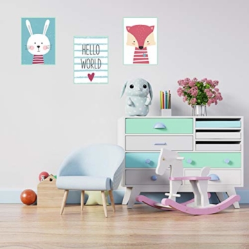 Edition Seidel 3er Set Kinderzimmer Poster Babyzimmer DIN A4 ohne Bilderrahmen. Kinderposter Kunstdruck Bild Wandbilder Dekoration Mädchen Junge (Set 6) - 3