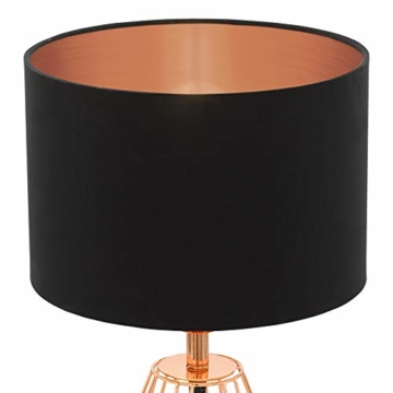 EGLO Tischlampe Carlton 2, 1 flammige Vintage Tischleuchte, Nachttischlampe aus Stahl und Stoff, Farbe: Kupfer, schwarz, Fassung: E14, inkl. Schalter - 5