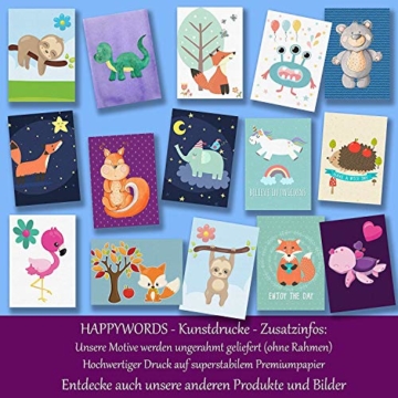 HappyWords® 3er Bilder Set - DIN A4 ohne Bilderrahmen | Bilder für Kinderzimmer & Bilder Babyzimmer | Junge Mädchen Baby | Kinder-Poster | Tiere Kinderbilder Kinderzimmer | 3er Set Waldtiere Retro 2 - 7