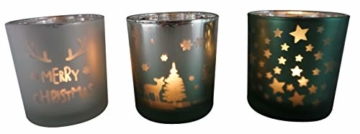 khevga Windlicht Weihnachten aus Glas im 3er Set - 1