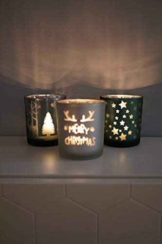 khevga Windlicht Weihnachten aus Glas im 3er Set - 5