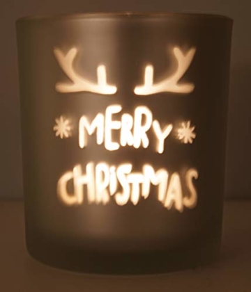 khevga Windlicht Weihnachten aus Glas im 3er Set - 6