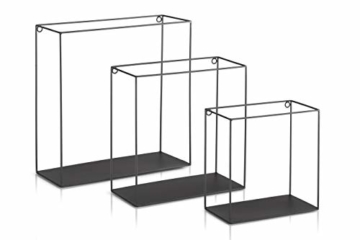 LIFA LIVING 3er Set Wandregal im Industrie Design, Schweberegal schwarz Metall, Elegante Wanddeko Quadrat als Bücherregale, Küche, Belastbarkeit 3 kg - 2