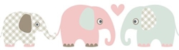 lovely label Bordüre selbstklebend Elefanten Taupe/Mint/Nude - Wandbordüre Kinderzimmer/Babyzimmer mit Elefanten - Wandtattoo Schlafzimmer Mädchen & Junge – Wanddeko Baby/Kinder - 1