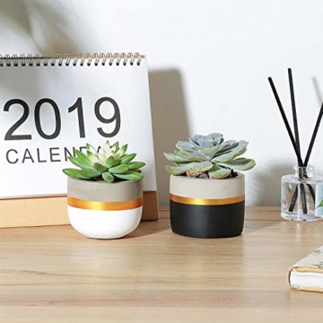 Mkouo 7.6cm Zement Succulent Pflanzen Modern Concrete Kaktus Blumentöpfe Small Clay Innen Herb Window Box Container for Home and Office Decor, Set of 4 - 3
