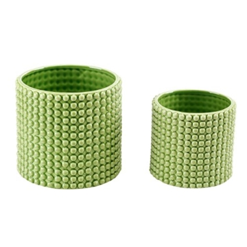 Set von 2 pistazie grün Keramik Hobnail Strukturierte Pflanzgefäße, Vintage Blumentöpfe - 1