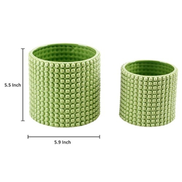 Set von 2 pistazie grün Keramik Hobnail Strukturierte Pflanzgefäße, Vintage Blumentöpfe - 7