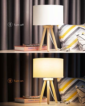Tomons LED Nachttischlampe aus Holz, minimalistischer Stil geeignet für Schlafzimmer mit warmer, gemütlicher Atmosphäre, 4 W LED im Lieferumfang enthalten - 2