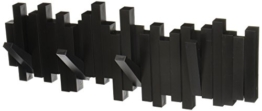Umbra Sticks Garderobenhaken – Moderne und Platzsparende Garderobenleiste mit 5 Beweglichen Haken für Jacken, Mäntel, Schals, Handtaschen und Mehr, Schwarz - 1