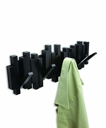 Umbra Sticks Garderobenhaken – Moderne und Platzsparende Garderobenleiste mit 5 Beweglichen Haken für Jacken, Mäntel, Schals, Handtaschen und Mehr, Schwarz - 4