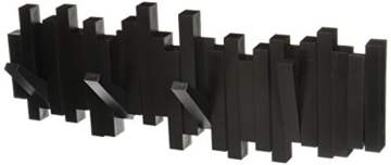 Umbra Sticks Garderobenhaken – Moderne und Platzsparende Garderobenleiste mit 5 Beweglichen Haken für Jacken, Mäntel, Schals, Handtaschen und Mehr, Schwarz - 1