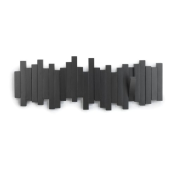 Umbra Sticks Garderobenhaken – Moderne und Platzsparende Garderobenleiste mit 5 Beweglichen Haken für Jacken, Mäntel, Schals, Handtaschen und Mehr, Schwarz - 6