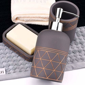 Badezimmer Zubehör Badausstattung Sets Bad-Zubehör Babylon, Seifenspender, Zahnputzbecher, Seifenschale, Badezimmer-Set, Beton, für Décor, tolles Geschenk - 2
