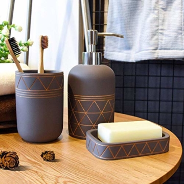 Badezimmer Zubehör Badausstattung Sets Bad-Zubehör Babylon, Seifenspender, Zahnputzbecher, Seifenschale, Badezimmer-Set, Beton, für Décor, tolles Geschenk - 5