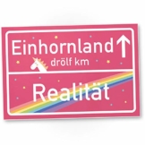 Einhorn Kunstoff Schild - rosa Ortsschild / Ortstafel Einhornland, Deko / Wanddeko, Geschenk - Unicorn Party / Türschild Mädels - Wohnung, Geschenkidee Geburtstagsgeschenk Freundin - 1