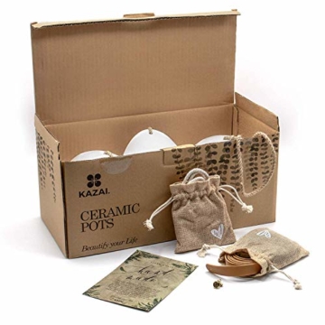 Kazai.® | Wandvasen 3-teiliges Set aus weißer Keramik… (Weiß | Glänzend, Standard) - 5