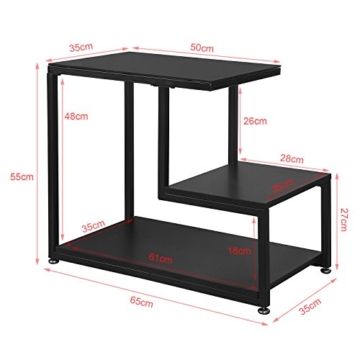 SoBuy® FBT65-SCH Beistelltisch mit Glasplatte Sofatisch Glastisch Couchtisch mit 3 Ablagen schwarz, BHT ca.: 65x55x35cm - 6