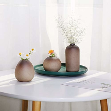 T4U Keramik Blumenvasen Klein für Einzelblüten, Japanischer Stil Dekovasen 3er-Set - 2