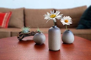 T4U Keramik Blumenvasen Klein für Einzelblüten, Japanischer Stil Dekovasen 3er-Set - 7