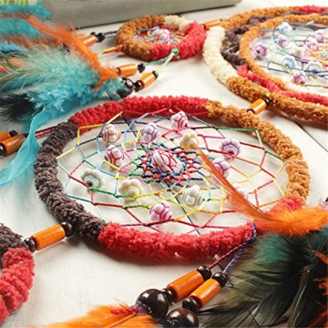 Traumfänger,Indianer Dreamcatcher Handgemachter, Traumfänger bunt mit Federn, Anhänger Dreamcatcherfür Zimmer Auto Deko (B) - 7