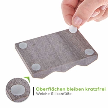 TreeBox Moderne Seifenschale aus natürlichem Sandstein - Inkl. 4 Antirutschfüßen aus Silikon - Perfekt geeignet für Bad und Küche - Umweltfreundliche Seifenablage - 4