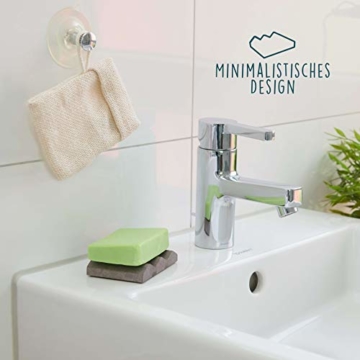 TreeBox Moderne Seifenschale aus natürlichem Sandstein - Inkl. 4 Antirutschfüßen aus Silikon - Perfekt geeignet für Bad und Küche - Umweltfreundliche Seifenablage - 7