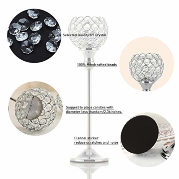 VINCIGANT Kristall Kerzenständer Silber 2er Set für Weihnachtsdeko Dekoration Halloween Deko Wohnung Modern,30cm&30cm Höhe - 2