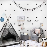 WandSticker4U®- 140x Wandtattoo Punkte + 2 Wimpern in SCHWARZ selbstklebend I Aufkleber Kreise für Wände und Möbel I Wandsticker Kinderzimmer Wall Stickers Polka-Dots (E. Farbe: Schwarz) - 1