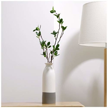 YOSPOSS Keramikvase KZ9527-W147 handgemachte Moderne Keramikvase für Blumen, hohe Vasen Set für Home Office Deko, weiße Vasen unten grau, 2 Stück - 4